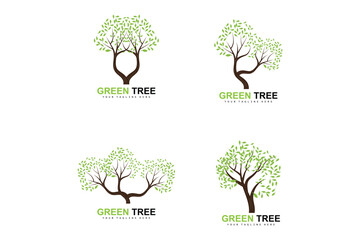 Obraz premium Tree Logo, Green Trees And Wood Design, Forest Illustration, Trees Kids Games