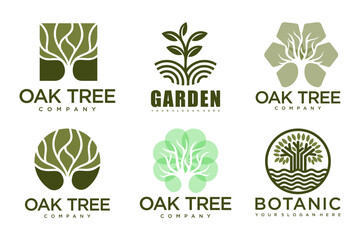 Tree logo icon set design. Garden plant natural symbols template.Vector illustration.