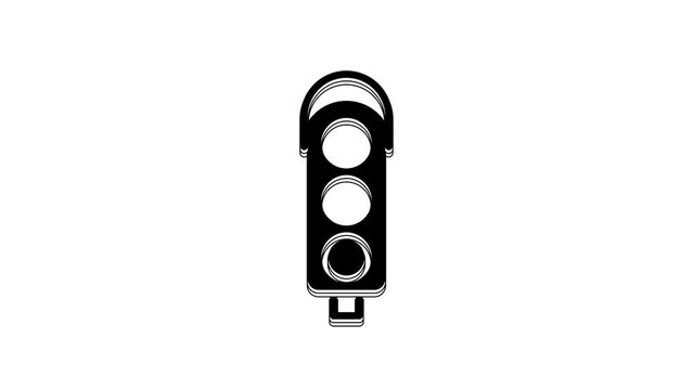 Black Traffic light icon isolated on white background. 4K Video motion graphic animation