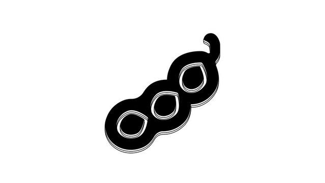 Black Green peas icon isolated on white background. 4K Video motion graphic animation