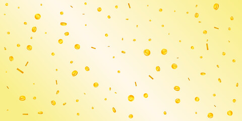 British pound coins falling. Scattered gold GBP