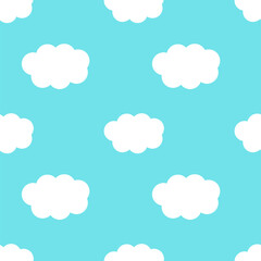 Sky with clouds, seamless pattern, vector. Blue sky with clouds.