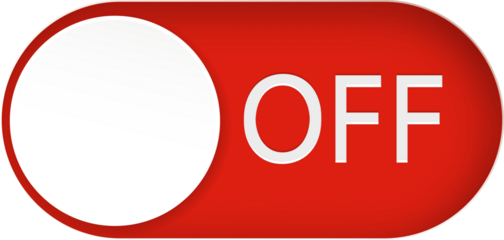 Toggle switch buttons. On and Off toggle switch buttons.