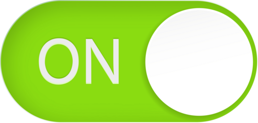 Toggle switch buttons. On and Off toggle switch buttons.