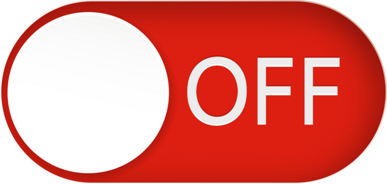 Toggle switch buttons. On and Off toggle switch buttons.