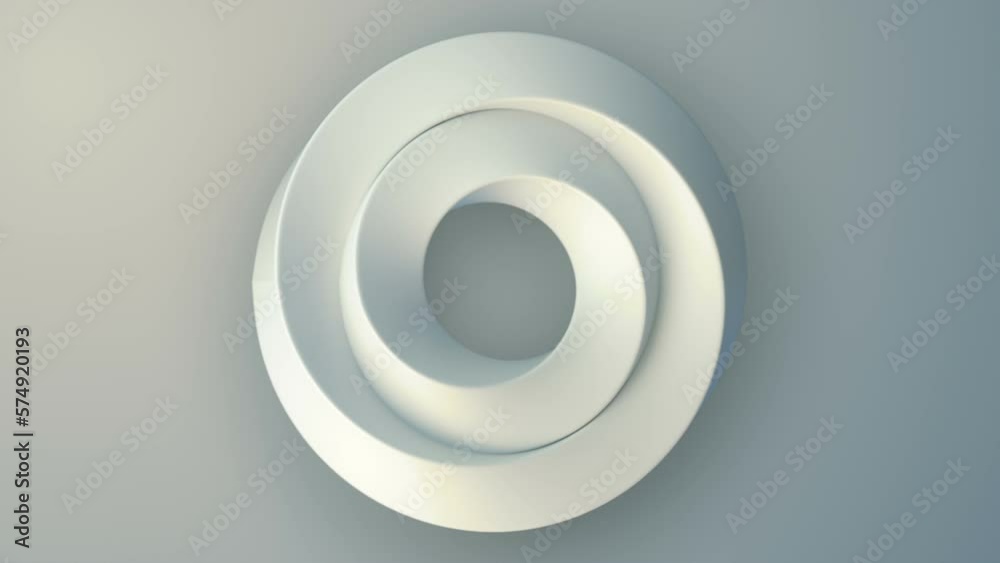 Aufkleber Digital seamless loop animation of a curved twisted white shape symbolizing constant movement. 3d rendering abstract pattern. Creative concept design. HD resolution