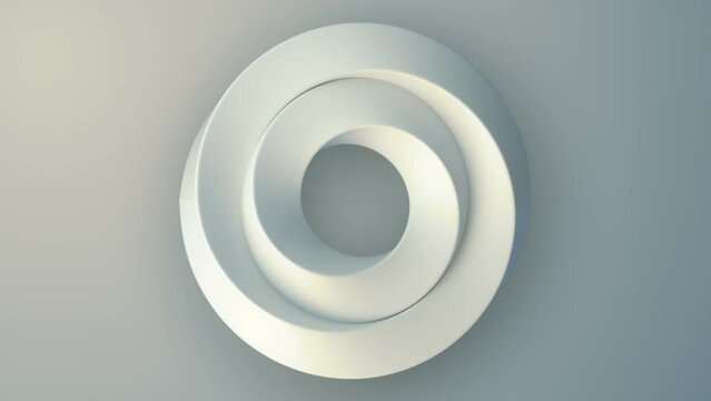 Digital seamless loop animation of a curved twisted white shape symbolizing constant movement. 3d rendering abstract pattern. Creative concept design. HD resolution