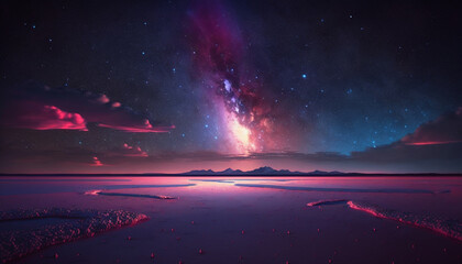 Starry Purple Night Sky Horizon - Generative AI