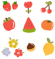 pastel sweet fruit flower illustration