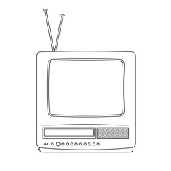 Retro TV Outline Icon Illustration on Isolated White Background