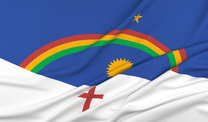 A bandeira do estado de Pernambuco, região Nordeste, Brasil - Ilustração 3D