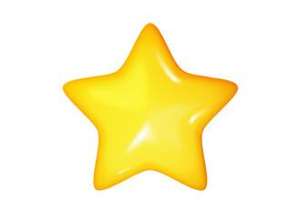 Star glossy yellow colors. Png 3d cute smooth star shape. Realistic vector illustration isolated on a white background