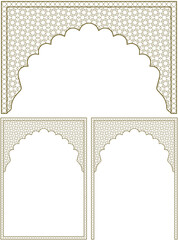 Arches, frames design elements. Arabic geometric ornament