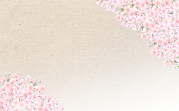 満開の桜-うす茶背景