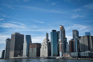 Financial District in Lower Manhattan Cityscape and famous skyscrapers