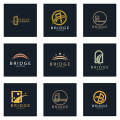 Naklejka premium Bridge logo vector icon illustration design template