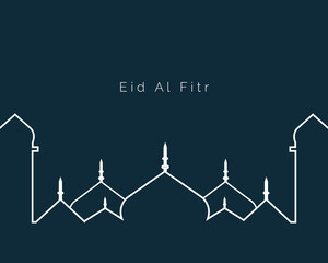 Eid Al Fitr Simple Line Art