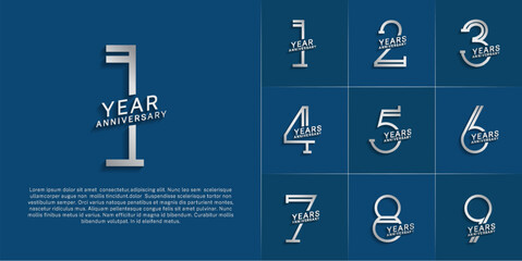 set of anniversary logotype silver color for special celebration event