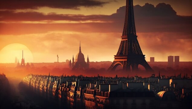 Enchanting sunset: Paris skyline captivates travelers and romantics