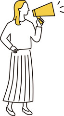 拡声器でお知らせをするビジネスウーマン