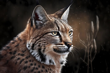 Bobcat portrait in wildlife. Generative ai design.