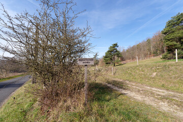 Sign of a sensitive natural space in the Orvanne valley. &Icirc;le-de-France region