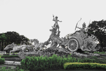 The beauty of the Satria Gatot Kaca statue, which is one of the characters in the Mahabarata story,...