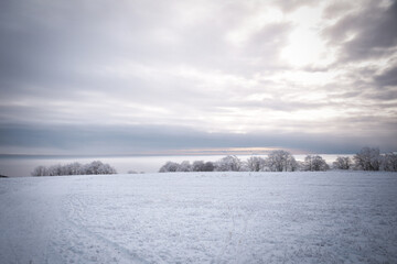 winter landscape in the Czech Republic. Landscape covered with snow.