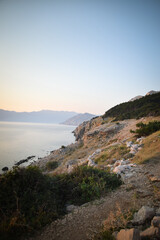 View of the croatia nature - high mountain and lakes in valley. Summer nature with green colors.
