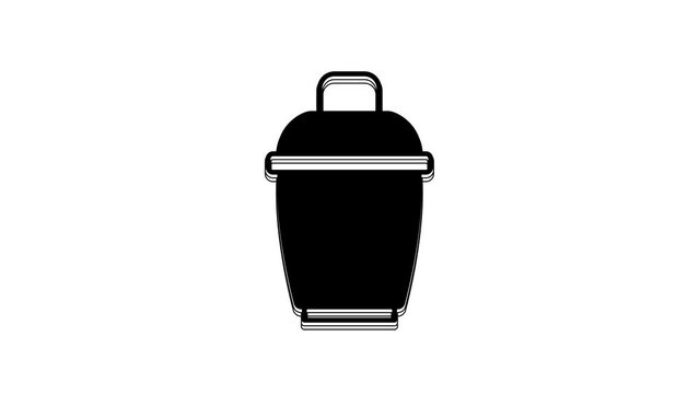 Black Cocktail shaker icon isolated on white background. 4K Video motion graphic animation