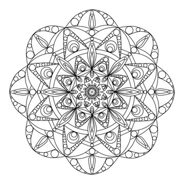 recommend clip art: Abstract floral mandala with lots of  detailes for coloring. Mandala circles withou color, black and white patterns for relaxing and art therapy