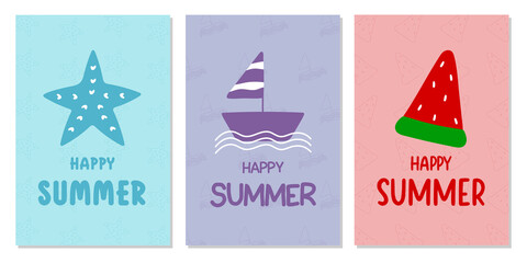 Set of Summer time poster and summer cards.
