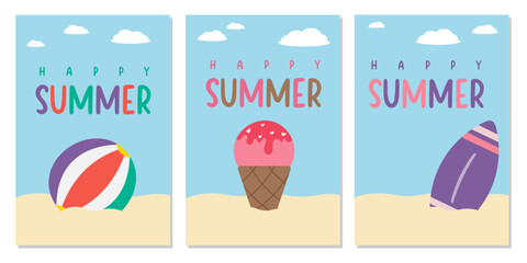 Set of Summer time poster and summer cards.
