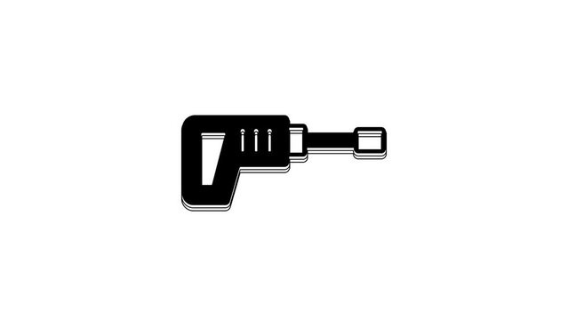 Black Electric rotary hammer drill machine icon isolated on white background. Working tool for construction, finishing, repair work. 4K Video motion graphic animation