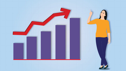 business woman with graph showing growth