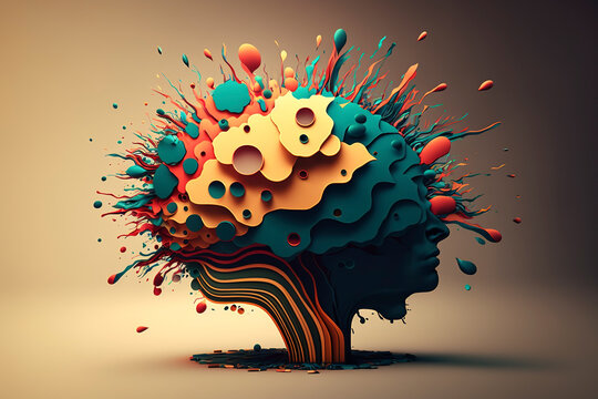 Splash of human brains. Concept of creativity, brainstoming or emotionality. Generative AI
