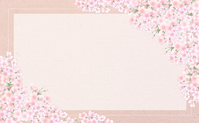 Fototapeta na wymiar 桜の長方形フレーム-薄紅