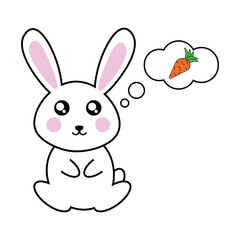 Rabbit thinking about carrots