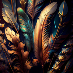Surreal feather texture illustration. Generative AI