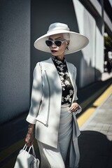 AI generated portrait of fashionable asian elderly model