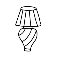 Night light, table lamp, lampshade. Vector hand-drawn. Template, icon, excise, clipart, logo.To