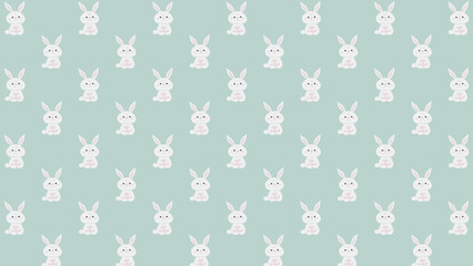 Turquoise seamless pattern with rabbit for Easter holiday