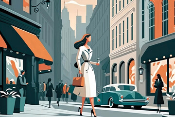 Lady walking on the street with handbag