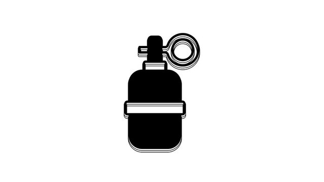 Black Hand grenade icon isolated on white background. Bomb explosion. 4K Video motion graphic animation