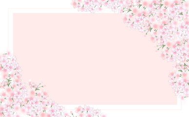 桜の長方形フレーム-薄紅2