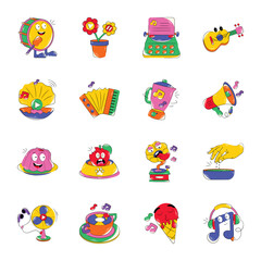 Food and Music Flat Stickers 

