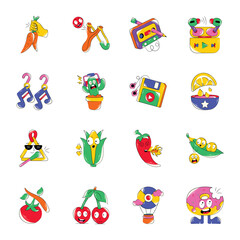 Pack of Cool Fun Flat Stickers 

