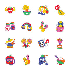 Collection of Party Food Flat Stickers 


