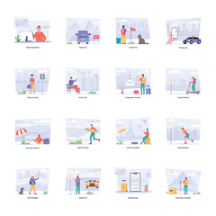 Set of Tour Flat Illustrations 

