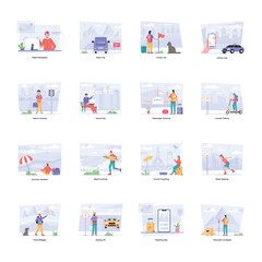 Set of Tour Flat Illustrations